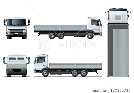Vector flatbed truck template isolated on white 127531725
