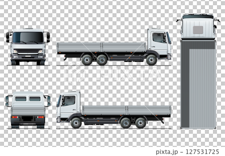 Vector flatbed truck template isolated on white 127531725