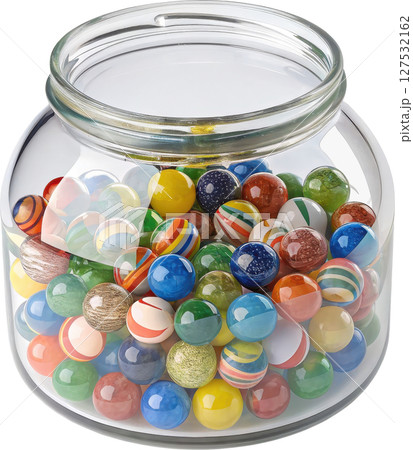 Colorful Glass Jar Filled with Marbles 127532162