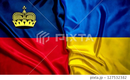 リヒテンシュタインの国旗とウクライナの国旗。 リヒテンシュタインの国旗とウクライナの国旗。 127532382