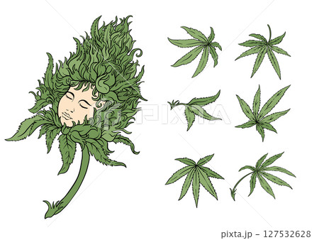Vector set of cannabis leaves 127532628
