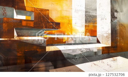 Dynamic abstraction of geometric forms and warm tones creates a modern digital aesthetic Dynamic abstraction of geometric forms and warm tones creates a modern digital aesthetic 127532706