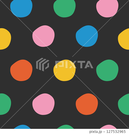 Seamless pattern with colorful circles on black background. Vector illustration. 127532965