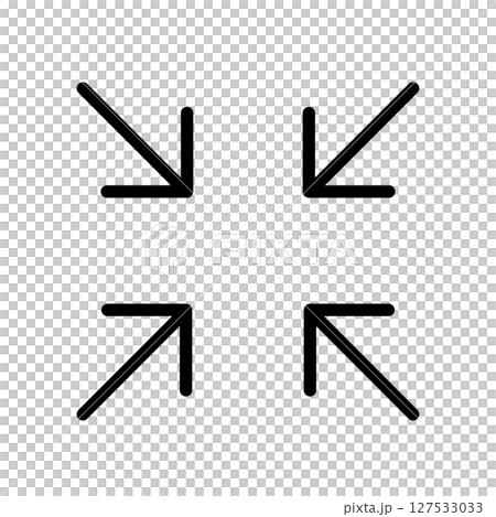 手書きのシンプル矢印　内側斜め上・斜め下矢印 127533033