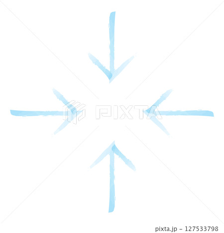 水彩風手書きのシンプル矢印　内側上下左右矢印 127533798
