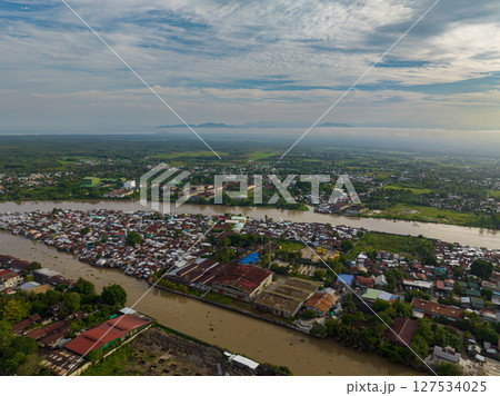 Cotabato City with river, the independent city in Mindanao, Philippines. 127534025
