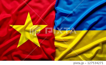 ベトナムの国旗とウクライナの国旗。 127534271