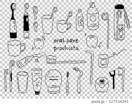 牙膏產品手繪插畫集（單色線條圖） 127534341
