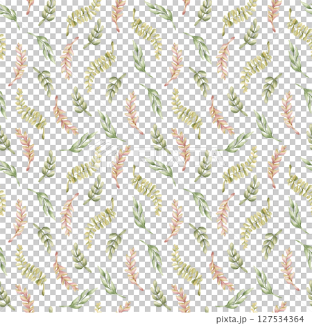 Leaf Branches Heliconia Little twigs Tropical Exotic plants Watercolor hand painted summer pastel neutral seamless pattern on white background for nursery kids baby cloth textile fabric wrapping paper Leaf Branches Heliconia Little twigs Tropical Exotic plants Watercolor hand painted summer pastel neutral seamless pattern on white background for nursery kids baby cloth textile fabric wrapping paper 127534364
