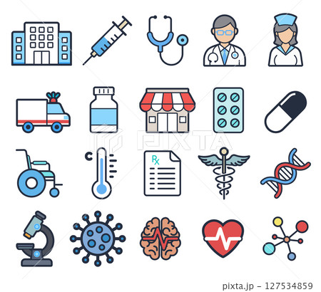 Set of Flat Design Medical Icons, Vector Illustration 127534859