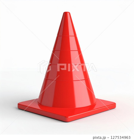 Red Traffic Cone on White Background 127534963