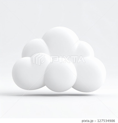 White 3D Render of a Fluffy Cloud on White Background 127534986