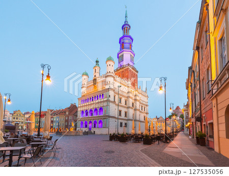 Poznan Town Hall at sunrise, Poznan, Poland 127535056