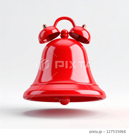 Glossy Red Alarm Clock on White Background 127535068