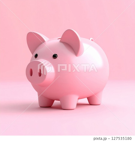 Pink Piggy Bank on Pink Background Pink Piggy Bank on Pink Background 127535180