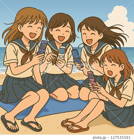 あえてガラケー女子たち　Generative AI 127535581