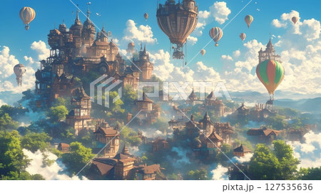 気球に乗ったバルーン 気球に乗ったバルーン 127535636