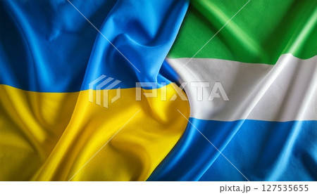 シエラレオネの国旗とウクライナの国旗。 シエラレオネの国旗とウクライナの国旗。 127535655