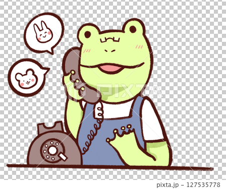 Frog answering the phone 127535778