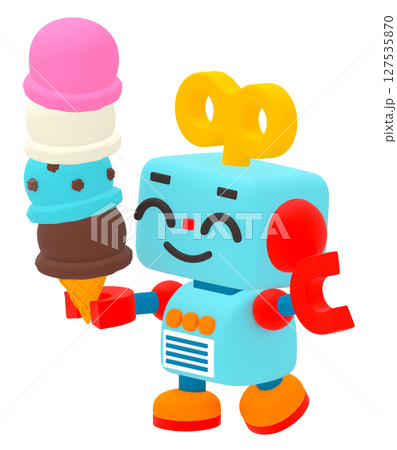 アイスクリームを持った可愛いロボット 127535870