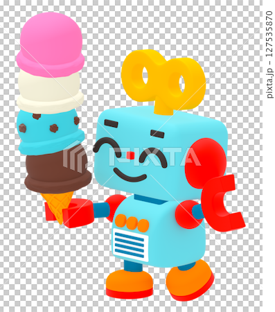 アイスクリームを持った可愛いロボット 127535870