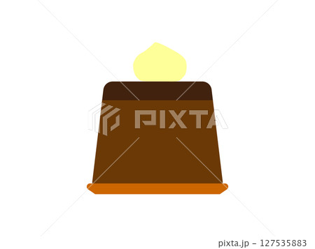 ホイップクリームが乗ったチョコレートプリンのアイコンのイラスト 127535883