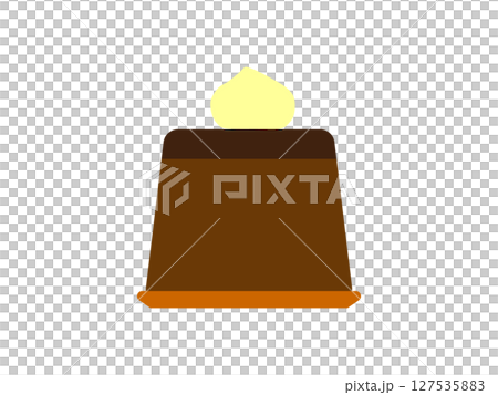 ホイップクリームが乗ったチョコレートプリンのアイコンのイラスト 127535883