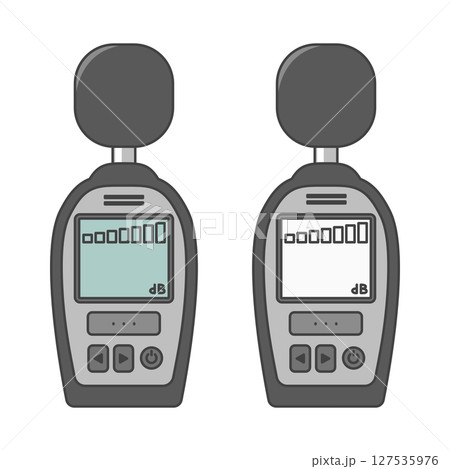 イラスト素材：騒音計・騒音測定器のセット：電源OFF（騒音/dB/デシベルメーター) 127535976