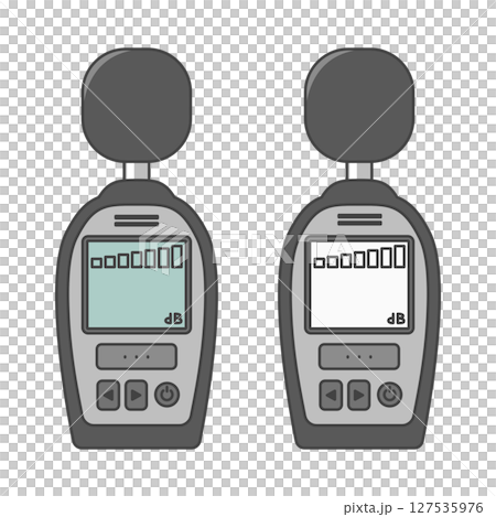 イラスト素材：騒音計・騒音測定器のセット：電源OFF（騒音/dB/デシベルメーター) 127535976