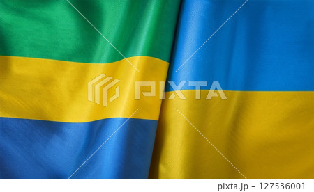 ガボンの国旗とウクライナの国旗。 ガボンの国旗とウクライナの国旗。 127536001