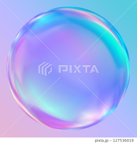 光り輝き反射するシャボン玉のCGイラスト 127536019
