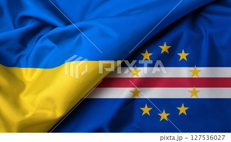カーボヴェルデの国旗とウクライナの国旗。 カーボヴェルデの国旗とウクライナの国旗。 127536027