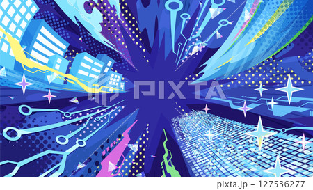 テクノロジーをイメージしたかっこいい背景イラスト_16:9 127536277