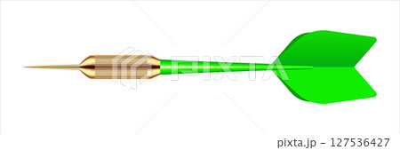 Dart arrow with metal tip and shadow. Dart throwing sport game, dartboard equipment. Vector illustration 127536427