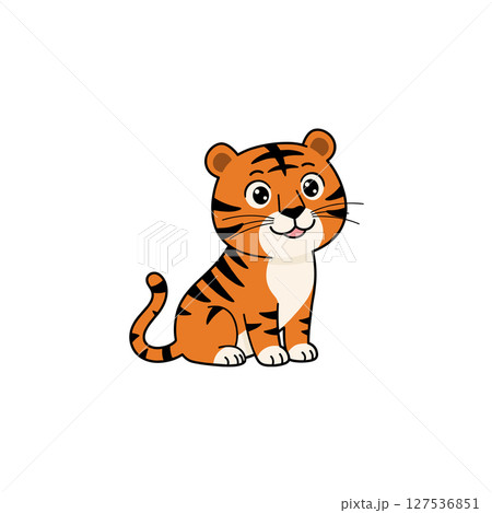 Illustration of Cute Tiger animal on white background. Tiger animal isolated on white Illustration of Cute Tiger animal on white background. Tiger animal isolated on white 127536851