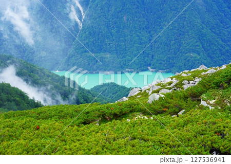 三ツ岳山頂からの高瀬ダム調整池 三ツ岳山頂からの高瀬ダム調整池 127536941