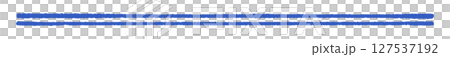 シンプルでおしゃれな手書きの長い2本の青い線 - 二重のアンダーラインや訂正線などの装飾パーツ素材 127537192