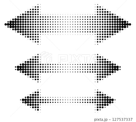 Round halftone double arrows set in different sizes 127537337