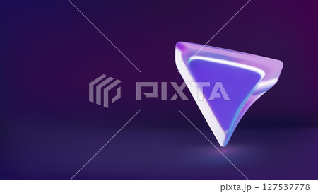 Glass arrow location pointer 3d vector icon on dark gradient background 127537778