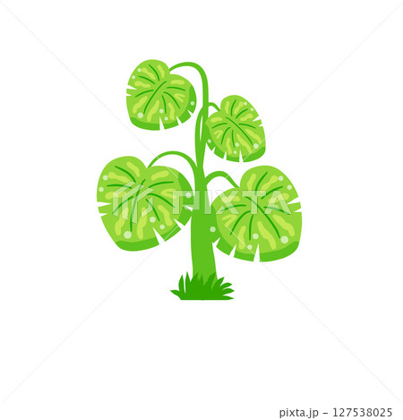 Flat vector of tropical houseplant. Simple green leaf cartoon style for interior decor. Flat vector of tropical houseplant. Simple green leaf cartoon style for interior decor. 127538025