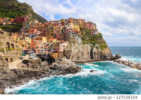 Beautiful view of Manarola in National Park Cinque Terre in Liguria, Italy. UNESCO world heritage Beautiful view of Manarola in National Park Cinque Terre in Liguria, Italy. UNESCO world heritage 127538104