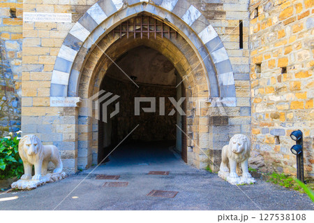 Entrance to D'Albertis castle in Genoa, Italy 127538108