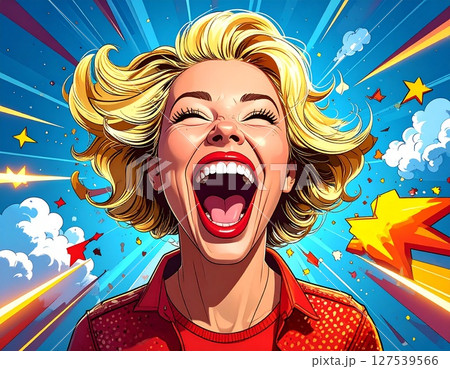 大笑いする女　イラスト 127539566