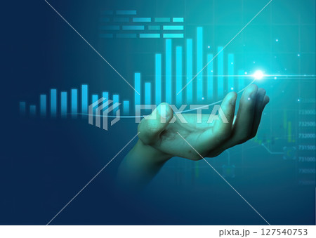 Growth business graph finance data diagram concept with financial investment economy analysis chart or increase profit economic strategy success goal motivation development 127540753