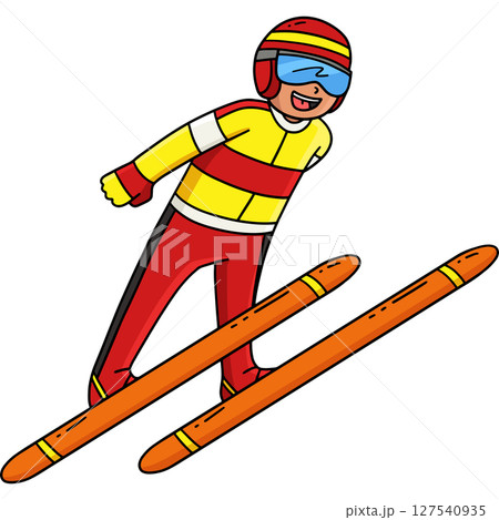 Ski Jumping Male Ski Jumper Taking Flight Clipart  127540935