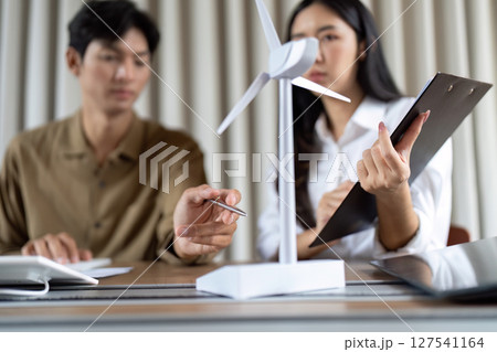 Sustainable energy discussion with focus on wind turbine model 127541164