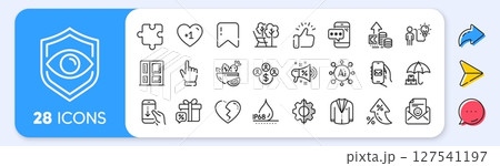 Phone password, Eye detect and Business idea line icons. Interest rate, AI generate, Inflation icons. Pack of Transform, Puzzle, Broken heart icon. Cursor, Entrance, Deckchair pictogram. Vector 127541197