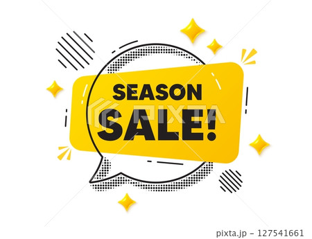 Season sale chat speech bubble. Social media concept. Season sale tag. Special offer price sign. Advertising discounts symbol. Yellow chat message. Offer speech bubble. Glare 3d stars. Vector Season sale chat speech bubble. Social media concept. Season sale tag. Special offer price sign. Advertising discounts symbol. Yellow chat message. Offer speech bubble. Glare 3d stars. Vector 127541661