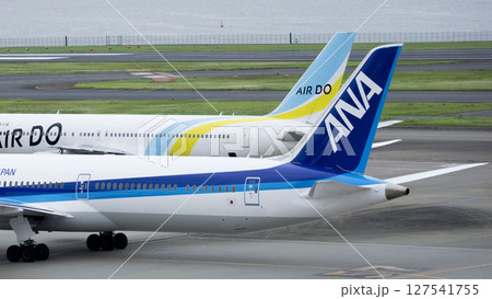 ANAとAIRDO 航空機2機の尾翼　羽田空港 127541755