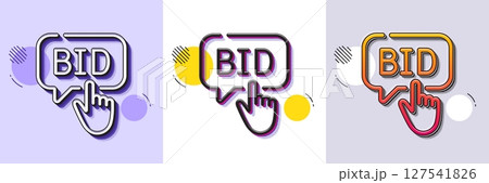 Bid offer line icon. Halftone dotted pattern. Gradient icon with grain shadow. Auction sign. Raise the price up symbol. Line bid offer icon. Various designs. Vector Bid offer line icon. Halftone dotted pattern. Gradient icon with grain shadow. Auction sign. Raise the price up symbol. Line bid offer icon. Various designs. Vector 127541826